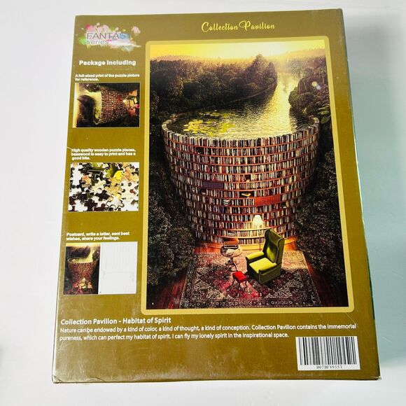 Collection Pavilion 1000 Piece Puzzle Bookshelf Canal Book Lover Fantasy NEW - Picture 4 of 4